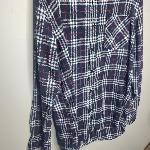 Urban Republic Men's Medium Plaid Flannel Casual Button Up Shirt Blue Red M - Picture 5 of 11